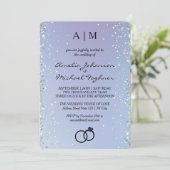 Blauwe Gradiënt Monogram Uitnodiging (Staand voorkant)