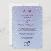 Blauwe Gradiënt Monogram Uitnodiging (Voorkant)