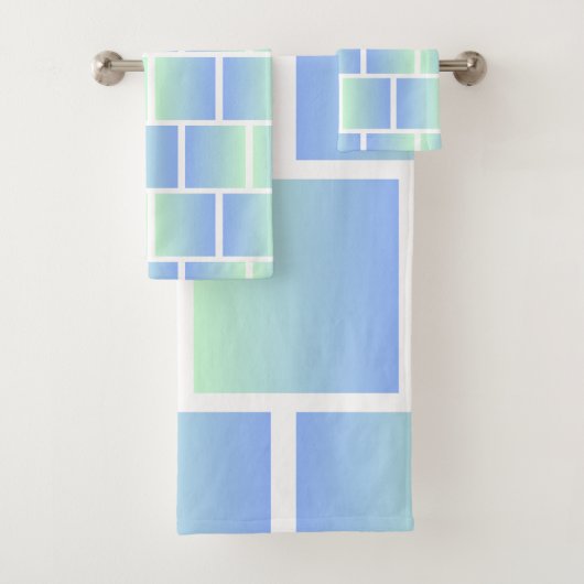 Blauwe Gradiënt Vierkanten Bad Handdoek (Insitu)