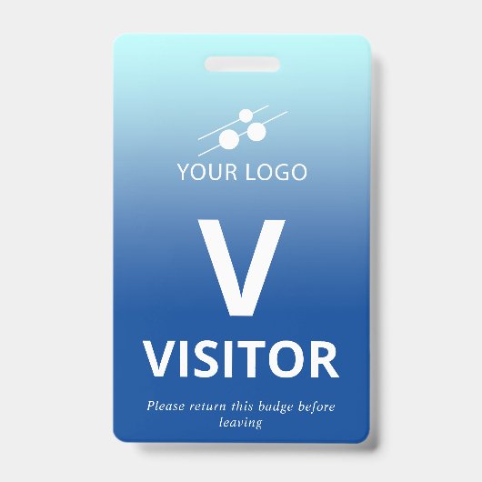 Blauwe Gradiënt Voeg Uw Logo Bezoeker Toe Badge (Voorzijde)