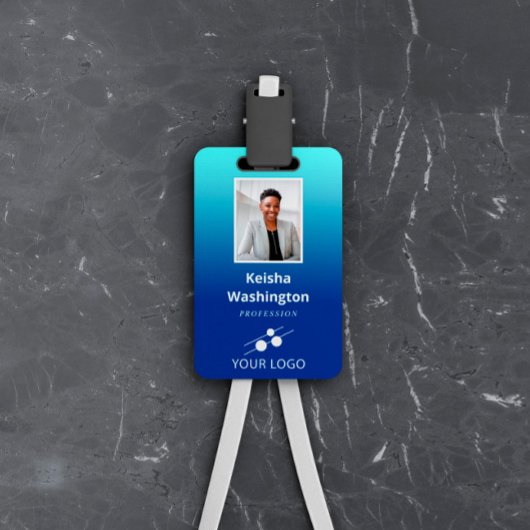 Blauwe Gradiënt Voeg Uw Logo Toe Werknemer ID Badge