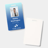 Blauwe Gradiënt Voeg Uw Logo Toe Werknemer ID Badge (Voor- en achterkant)