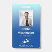 Blauwe Gradiënt Voeg Uw Logo Toe Werknemer ID Badge (Voorzijde)