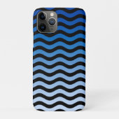 Blauwe gradiënt Wavy Stripes Case-Mate iPhone Case (Achterkant)