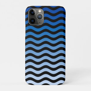 Blauwe gradiënt Wavy Stripes iPhone 11 Pro Hoesje