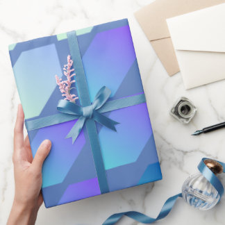 Blauwe gradiënt zeshoek afdrukken cadeaupapier