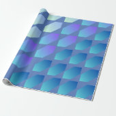 Blauwe gradiënt zeshoek afdrukken cadeaupapier (Uitgerold)