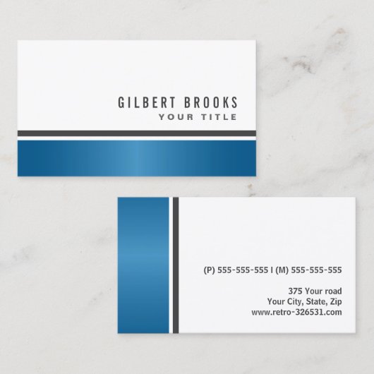 Blauwe gradiëntgrens moderne, stijlvolle professio visitekaartje (Voorkant / Achterkant)