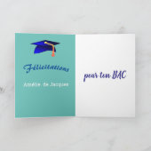 Blauwe graduatie cap - Congrats in French Kaart (Binnen)