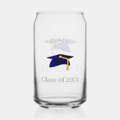 Blauwe graduatie cap - klasse van 2024 blikvorm glas (Achterkant)