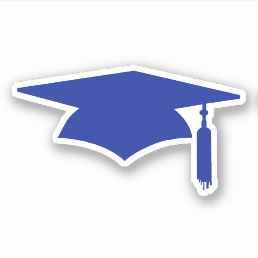 Blauwe Graduation Cap met Tassel Sticker (Voorkant)