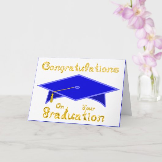 Blauwe Graduation Cap Printable Party Pet of Kaart (Orchidee)