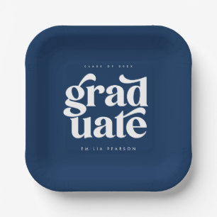 Blauwe GraduPartij van het type Vet Modern Papieren Bordje