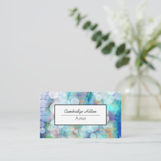 Blauwe graffiti beluistert Abstracte blauwe kunst Visitekaartje (Staand voorkant)