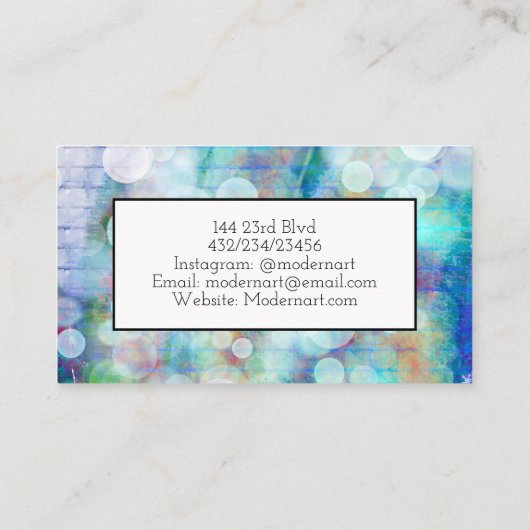 Blauwe graffiti beluistert Abstracte blauwe kunst Visitekaartje (Achterkant)