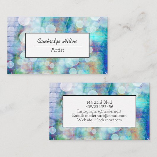 Blauwe graffiti beluistert Abstracte blauwe kunst Visitekaartje (Voorkant / Achterkant)