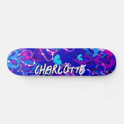 Blauwe Graffiti Harten: Rijden met stijl en flair Persoonlijk Skateboard (Horizontaal)