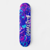 Blauwe Graffiti Harten: Rijden met stijl en flair Persoonlijk Skateboard (Voorkant)