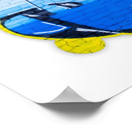 Blauwe graffiti op een muur poster (Hoek)