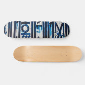 Blauwe graffiti persoonlijk skateboard (Horizontaal)
