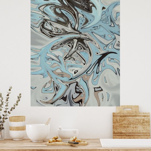 blauwe graffiti poster (Keuken)