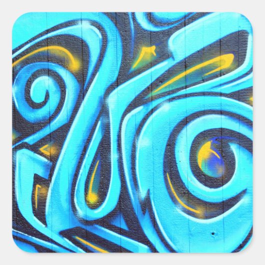 Blauwe Graffiti Street Art Abstract Vierkante Sticker (Voorkant)