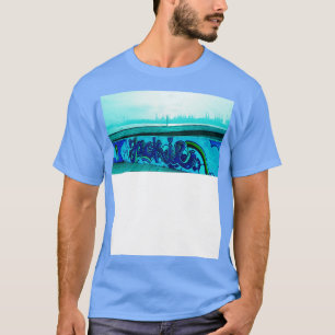 Blauwe Graffiti voor de haven van Hamburg met kran T-shirt