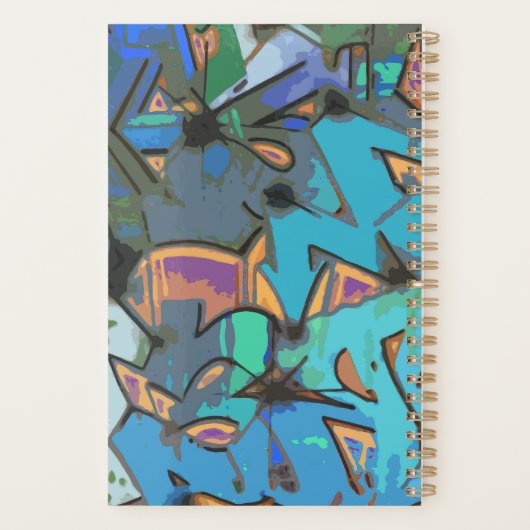 Blauwe graffiti wekelijks/maandelijks planner (Achterkant)