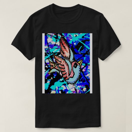 blauwe graffitivogel t-shirt (Design voorkant)
