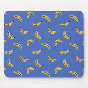 Blauwe grafische bananen - strak tropisch fruitpat muismat