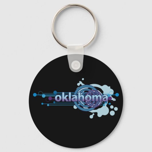 Blauwe grafische cirkel Oklahoma Sleutelhanger don (Voorkant)