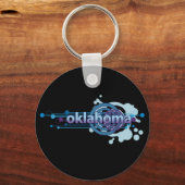 Blauwe grafische cirkel Oklahoma Sleutelhanger don (Voorkant)