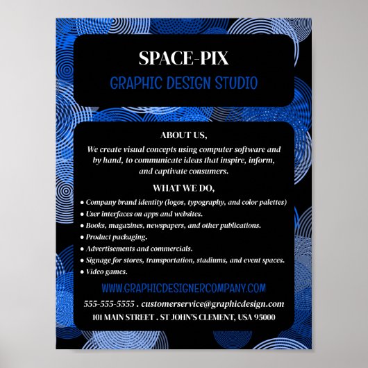 Blauwe grafische cirkels, grafische ontwerper Adve Poster (Voorkant)