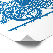 Blauwe grafische trein op maat van kinder kleuterk poster (Hoek)