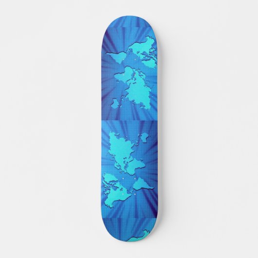Blauwe grafische wereldkaart skateboard (Voorkant)