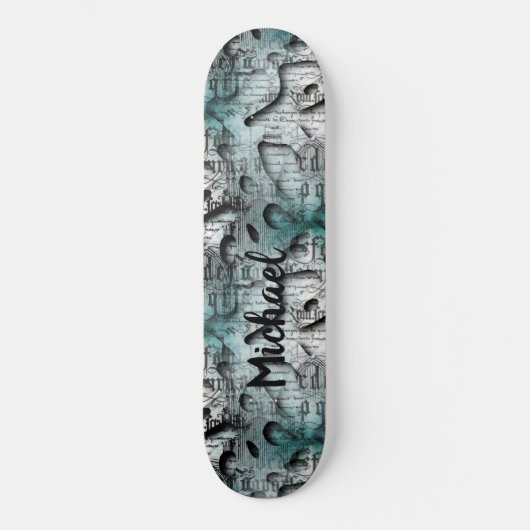 Blauwe Grafitti Swag afbeelding met Typografie Persoonlijk Skateboard (Voorkant)