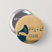 Blauwe Gramophone Button (Voorkant /achterkant)