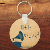 Blauwe  Gramophone Sleutelhanger (Voorkant)