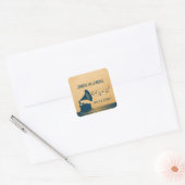 Blauwe  Gramophone Weddenschappen Vierkante Sticker (Envelop)