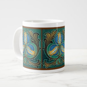 Blauwe Granaatappel Majolica Kunst Grote Koffiekop