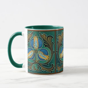 Blauwe Granaatappels Faux Majolica Vintage Kunstmo Mok