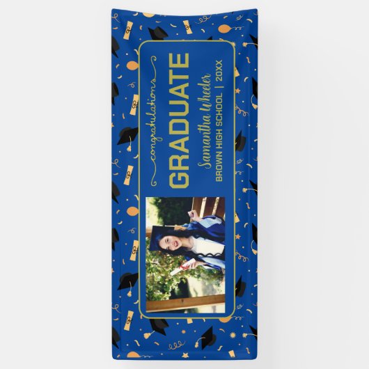 Blauwe granaten Afstuderen Afstuderen Aangepaste f Spandoek (Verticaal)