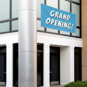 Blauwe Grand Opening! Banner (Buitenkant Gebouw)