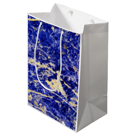 Blauwe graniet, blauwe marmer, blauwe steen medium cadeauzakje (Voorkant Gekanteld)