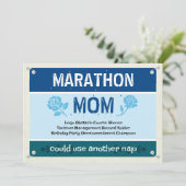 Blauwe Grappige Marathon Moeder Moederdag Kaart (Staand voorkant)