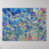 blauwe gras en bloemen poster (Voorkant)