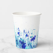 Blauwe gras met waterverf-kunst trouwbekers papieren bekers (Achterkant)