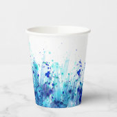 Blauwe gras met waterverf-kunst trouwbekers papieren bekers (Links)