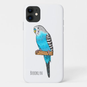 Blauwe grasparkiet vogel cartoon illustratie Case-Mate iPhone case