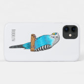 Blauwe grasparkiet vogel cartoon illustratie Case-Mate iPhone case (Achterkant (horizontaal))
